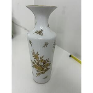 Jaeger & Co. Porcelain Gold & Gray Flower Vase 8"